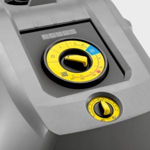 Karcher HDS machine with dial to adjust temperature which highlights the eco!efficiency mode setting.